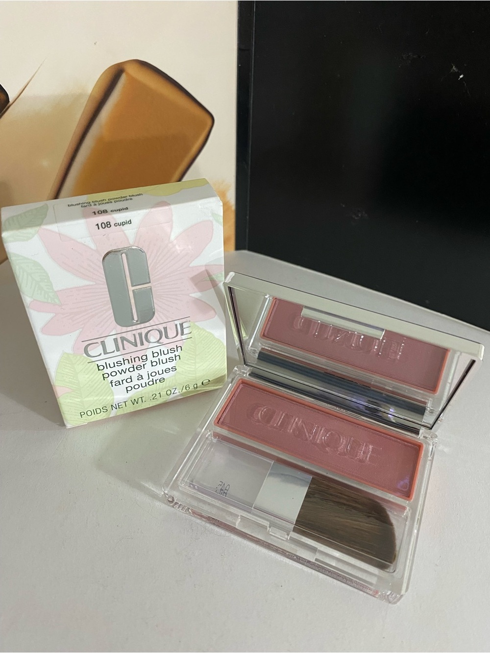 108 Cupid, Clinique Blushing Blush Powder Blush, Full Size, 0.21 OZ New With Box